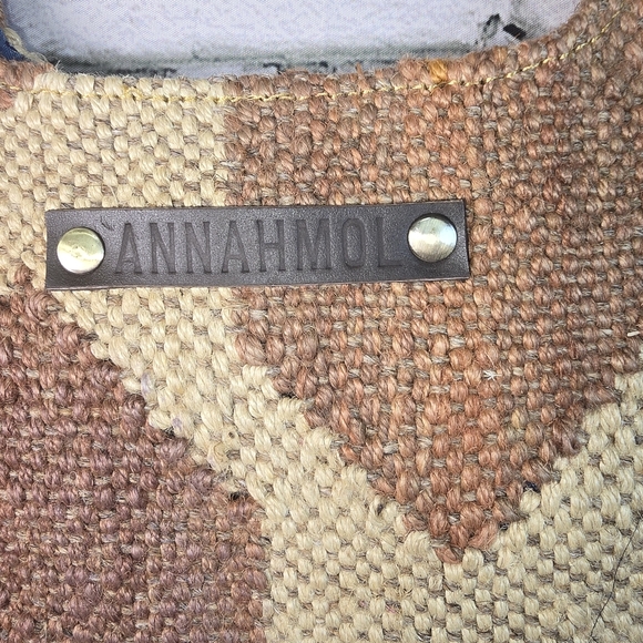 ANNAHMOL WOOL PURSE TOTE BAG BOHO TEXTURED BROWNS GEOMETRIC EUC VINTAGE - Picture 10 of 10